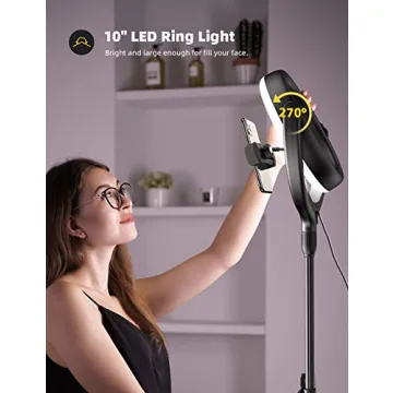 10'' Selfie Ring Light Tripod Stand for Makeup & Streaming