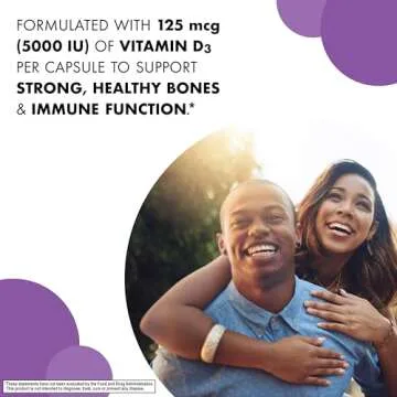 Bluebonnet Vitamin D3 5000 IU 125 mcg - Strong Bones & Immune Support Supplement for Women & Men* Soy-Free, Gluten-Free, Non-GMO, Vegetarian - Highly Absorbable Vitamin D - 120 Veggie Capsules