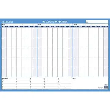AT-A-GLANCE PM23928 90/120-Day Undated Horizontal Erasable Wall Planner, 36 x 24, White/Blue,