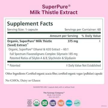 PURE SYNERGY SuperPure Milk Thistle Extract | Liver Detox and Cleanse Supplement | Organic Milk This...