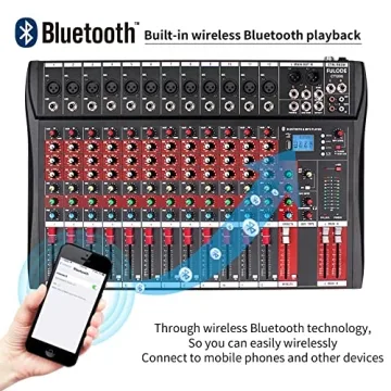 FULODE CT120S 12-Channel Bluetooth DJ Mixer