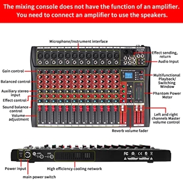 FULODE CT120S 12-Channel Bluetooth DJ Mixer