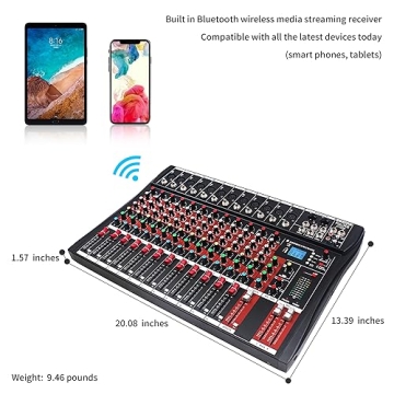FULODE CT120S 12-Channel Bluetooth DJ Mixer