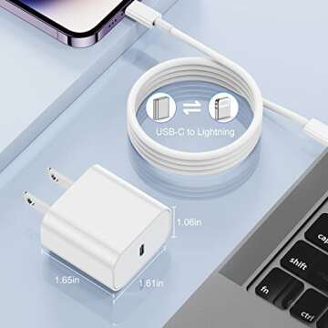 iPhone Charger Fast Charging Block,[MFi Certified] Wall Charger Plug and 6ft USB C to Lightning Cable Cord, Type C Power Adapter Cube Brick Box for iPhone 14 Pro Max/14/13 Pro/12 Mini/12/11/iPad
