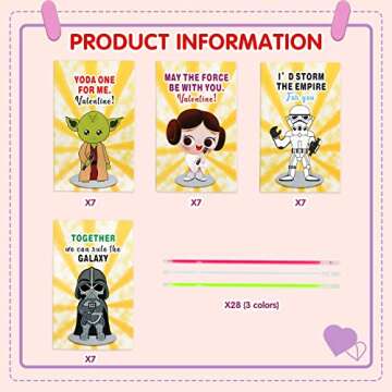 HISHERTOY 28 Pack Valentines Day Cards for Kids School Classroom Exchange Valentines Day Gifts for Kids Valentines Cards with Glow Sticks for Boys Girls Toddlers Valentine's Day Party Favors Supplies