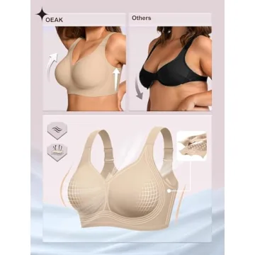 OEAK Wireless Jelly Bra Comfort for Plus Size Women Seamless Support