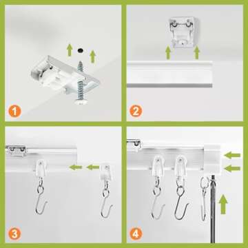 KXLife Flexible Ceiling Curtain Track, Ceiling Track for Curtains, Curtain Track Ceiling Mount, Curtain Rail, Ceiling Curtain Rod, Sliding Curtain Track System (8 ft)