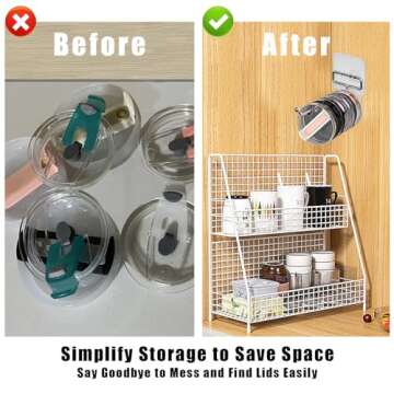 Jmckeweii Tumbler Lid Organizer 2 Pack, Cup Lid Organizer Wall Mount, Self-Adhesive Tumbler Lid Storage Hook for Yeti Tumbler/Stanley Tumbler/Simple Modern Tumbler Lid
