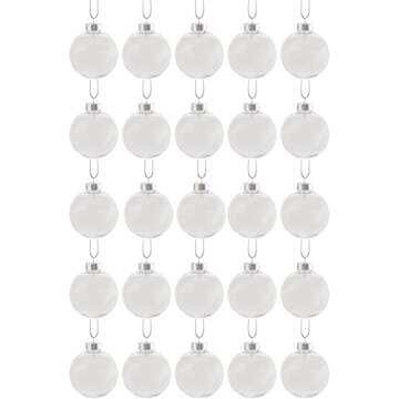 Creative Hobbies® - Bulk Value Pack of 25 pcs - 67mm (2-5/8 Inch) Round Clear Plastic Ball Ornament...