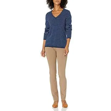 Amazon Brand - Lark & Ro Women's V-Neck Pullover Cashmere Sweater