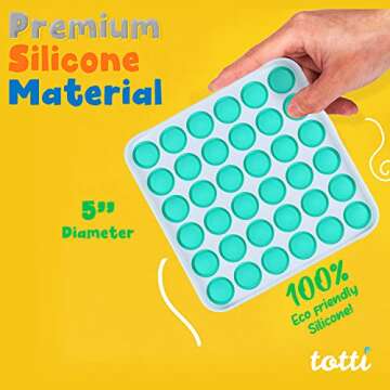 All-New Totti Pop Fidget Toy Satisfying Big Push it Bubble Fidget Sensory Toy Stress and Anxiety Relief Novelty Gift for Both Children and Adults | Square, SkyBlue
