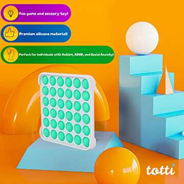 All-New Totti Pop Fidget Toy Satisfying Big Push it Bubble Fidget Sensory Toy Stress and Anxiety Relief Novelty Gift for Both Children and Adults | Square, SkyBlue