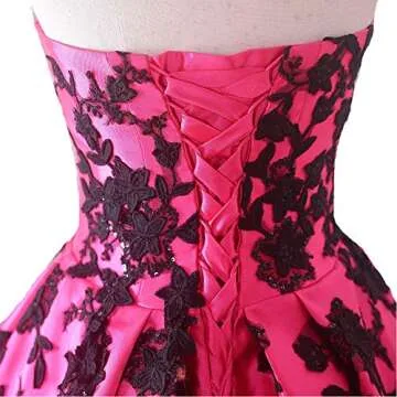 Kivary Gothic Black Satin Lace Prom Wedding Dress