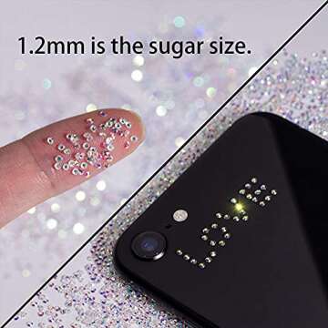 5000Pcs Tiny Nail Rhinestones 1.2mm Clear AB Flatback Glass Pixie Crystals, Iridescent Nail Gems Long Lasting Shine Small Sugar Glitter Beads Dust Nail Charms for Nail Design DIY Crafts Accessories