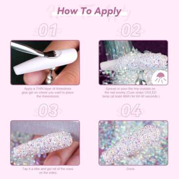 5000Pcs Tiny Nail Rhinestones 1.2mm Clear AB Flatback Glass Pixie Crystals, Iridescent Nail Gems Long Lasting Shine Small Sugar Glitter Beads Dust Nail Charms for Nail Design DIY Crafts Accessories