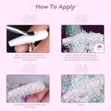 5000Pcs Tiny Nail Rhinestones 1.2mm Clear AB Flatback Glass Pixie Crystals, Iridescent Nail Gems Long Lasting Shine Small Sugar Glitter Beads Dust Nail Charms for Nail Design DIY Crafts Accessories