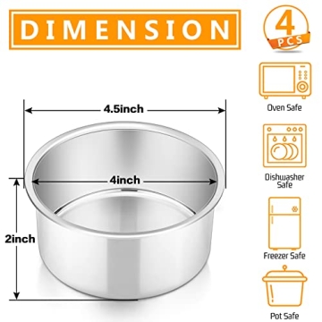 P&P CHEF 4 Inch Mini Cake Pan Set of 4 for Baking