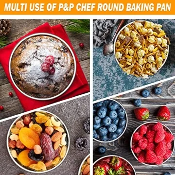 P&P CHEF 4 Inch Mini Cake Pan Set of 4 for Baking