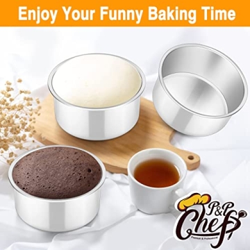 P&P CHEF 4 Inch Mini Cake Pan Set of 4 for Baking