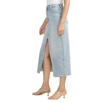 Silver Jeans Co. Women's Stylish Indigo Front-Slit Jean Skirt