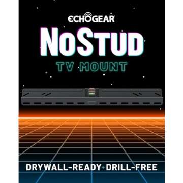 ECHOGEAR No Drill TV Mount for Drywall - Slim No Stud Design Holds TVs Up to 100lbs with Nails - Eas...