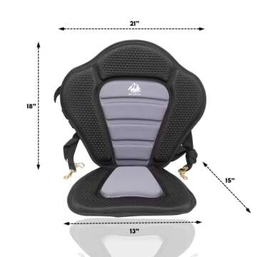 ROC Paddle Boards Detachable Universal Paddleboard Kayak Seat with Adjustable Design and Soft Cushio...