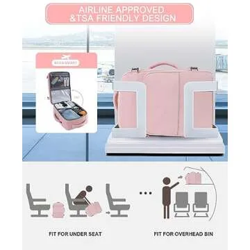 Beraliy Travel Backpack for Women,Personal Item Bag Airline Approved, Carry On Backpack,16inch Laptop Backpack Hiking Business Casual Weekender Bag Daypack,Pink