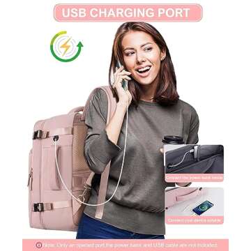 Beraliy Travel Backpack for Women,Personal Item Bag Airline Approved, Carry On Backpack,16inch Laptop Backpack Hiking Business Casual Weekender Bag Daypack,Pink