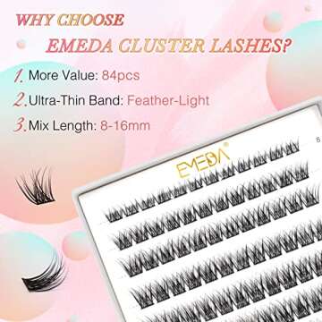 Lash Clusters Wispy 84 Pcs Natural Cluster Lashes C Curl DIY Eyelash Extensions Mix Length Individua...