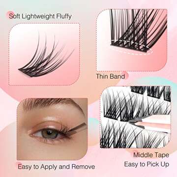 Lash Clusters Wispy 84 Pcs Natural Cluster Lashes C Curl DIY Eyelash Extensions Mix Length Individual Eyelash Clusters Super Thin Band EMEDA (Mix 8-16mm C Curl Natural Ferry)