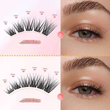 Lash Clusters Wispy 84 Pcs Natural Cluster Lashes C Curl DIY Eyelash Extensions Mix Length Individual Eyelash Clusters Super Thin Band EMEDA (Mix 8-16mm C Curl Natural Ferry)