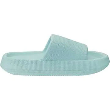 Joomra Womens Shower Slides Slippers Foam Cushioned Bath Sandals Puffy Open Toe Pool Beach Ladies Indoor Outdoor Non Slip Soft Thick Sole Female Sandles Blue 37-38