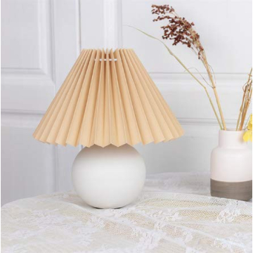 Korean Pleated DIY Ceramic Table Lamp - Tricolor LED for Cozy Living Room
