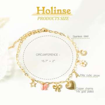 Personalized HOLINSE Initial Charm Necklace for Women