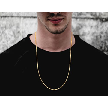 925 Sterling Silver Bead Ball Dog Tag Chain Necklace