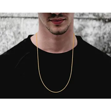 925 Sterling Silver Bead Ball Dog Tag Chain Necklace