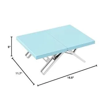 Maarch Small Beach Table for Sand Foldable, Plastic Folding Beach Tray Table, Portable Mini Low Picnic Camping Table, Light Blue