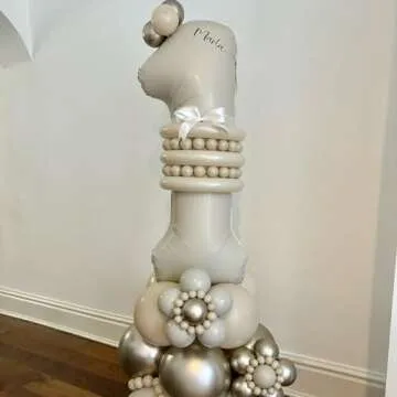 40 Inch Cream Number 1 Balloon, Beige Large 1st Birthday Balloons, Digital 1 Cream White Giant 1 Foil Balloon Helium for 1st Birthday Decorations First Year Boys Girls Baby Shower Party Supplies