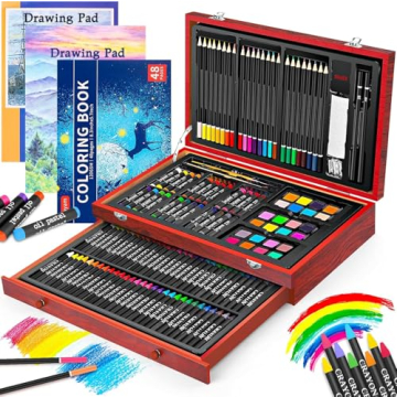 Art Supplies, Back to School Supplies, iBayam 150-Pack Deluxe Wooden Art Set Crafts Drawing Painting...