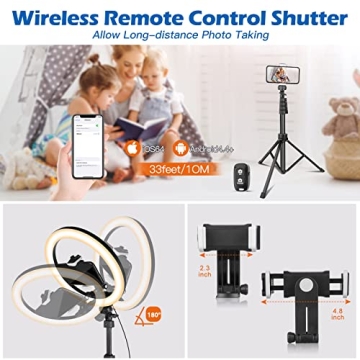 Aureday 12'' Selfie Ring Light with Tripod Stand LED Lighting