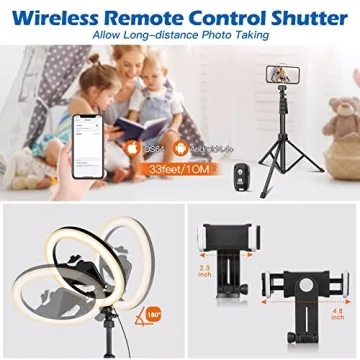 Aureday 12'' Selfie Ring Light with Tripod Stand LED Lighting