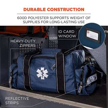 Ergodyne Arsenal 5215 Large Medic First Responder Trauma Duffel Bag with Shoulder Strap, Blue