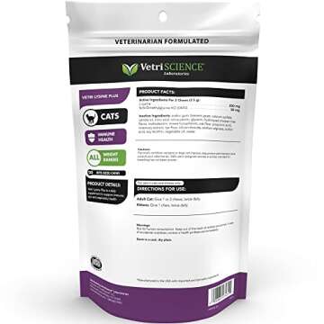 VetriScience Vetri Lysine Plus - 120 Chews - Immune Support Cat Supplements and Vitamins with L-Lysi...