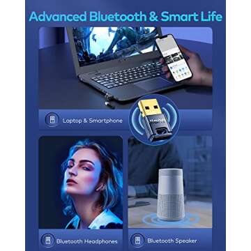 Bluetooth 5.1 USB Adapter - Driver-Free, Plug & Play