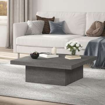 Galano Carmelo Coffee Table, Modern Industrial Top Coffee Table, Square Center Table for Living Room...
