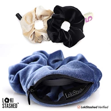 LokiStashed Velvet Scrunchies with Hidden Zipper - Stylish & Functional