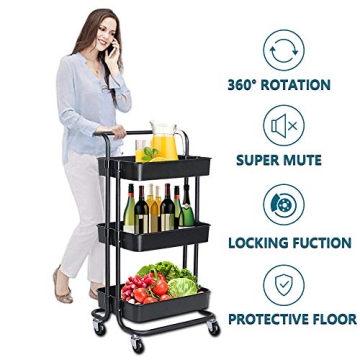 Happikids 3-Tier Rolling Utility Cart for Storage Organization