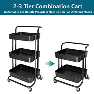 Happikids 3-Tier Rolling Utility Cart for Storage Organization