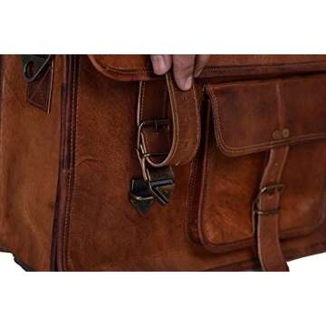 Leather briefcase for men 18 inch laptop messenger bag office satchel computer bag for men and women by KPL (18 INCH)