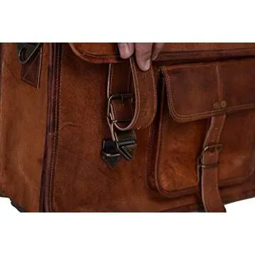 Leather briefcase for men 18 inch laptop messenger bag office satchel computer bag for men and women by KPL (18 INCH)